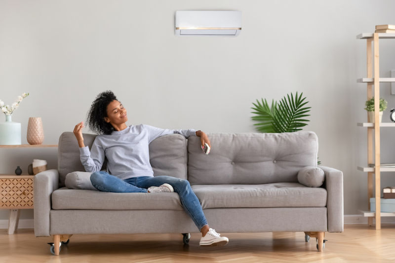 Happy Woman In Living Room